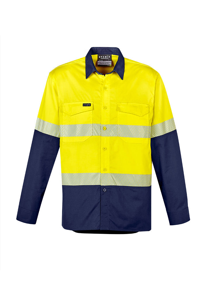 Syzmik Mens Hi Vis Spliced Polo -Long Sleeve Shoulder Taped- (ZH234)