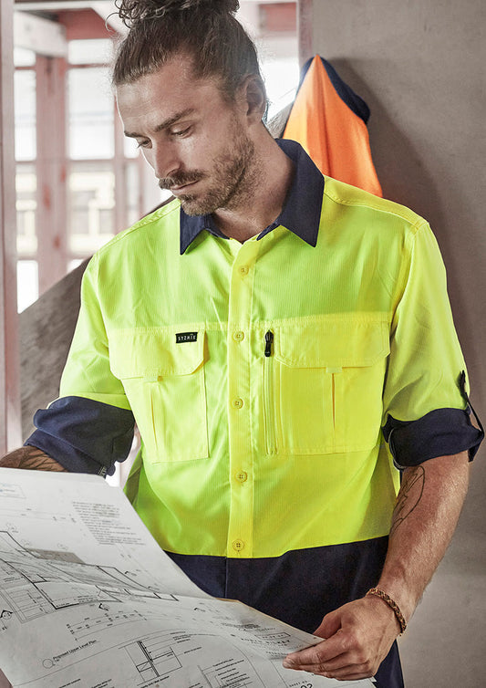 Syzmik Mens Hi Vis Outdoor Long Sleeve Shirt- (ZW468)