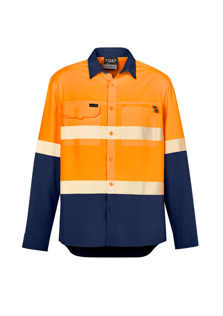 Syzmik Mens Hi Vis Outdoor Segmented Tape Long Sleeve Shirt-(ZW470)