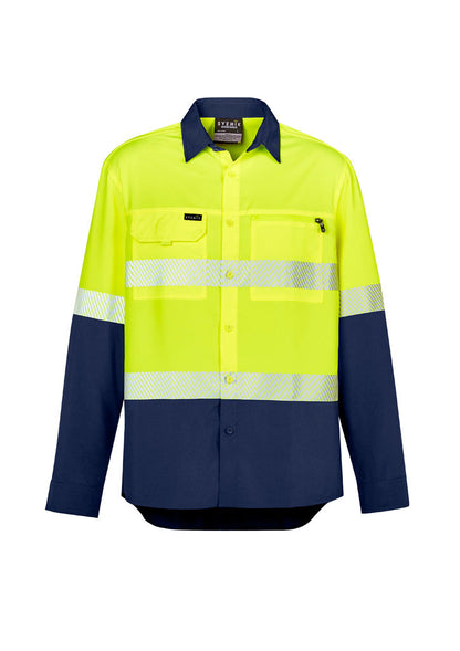 Syzmik Mens Hi Vis Outdoor Segmented Tape Long Sleeve Shirt-(ZW470)