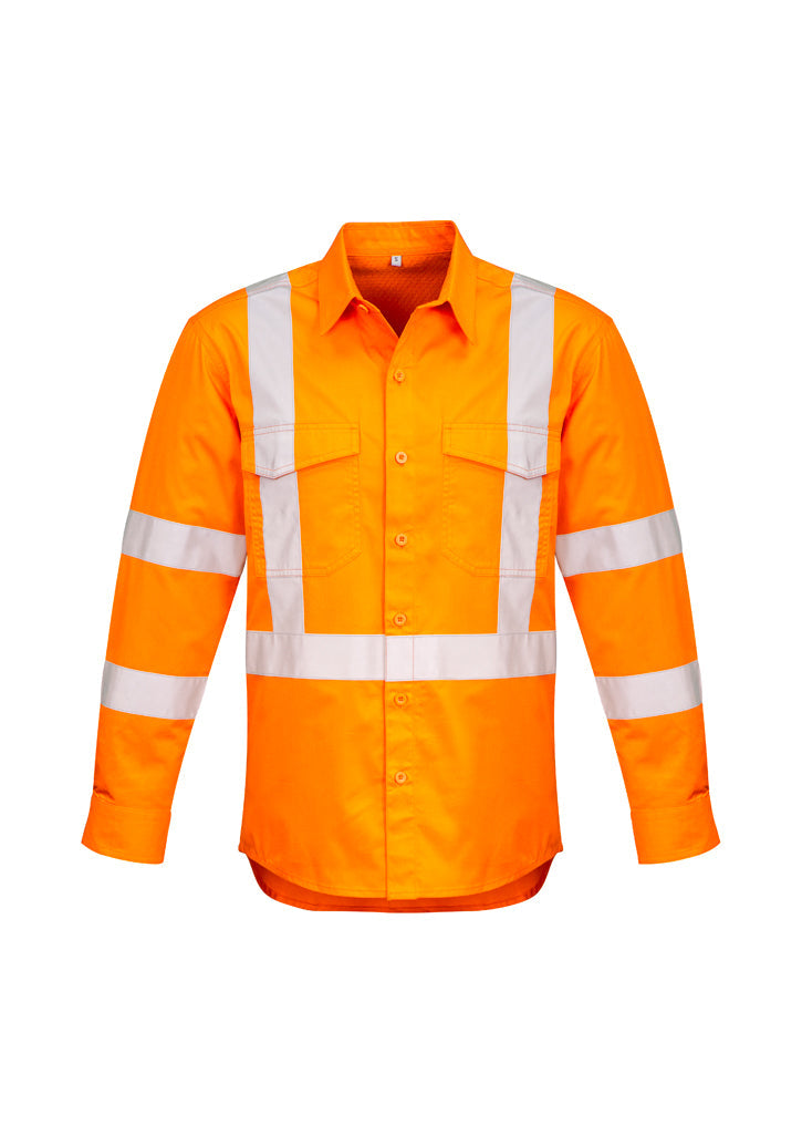 Syzmik Mens Hi Vis X Back Taped Long Sleeve Shirt -(ZW690)