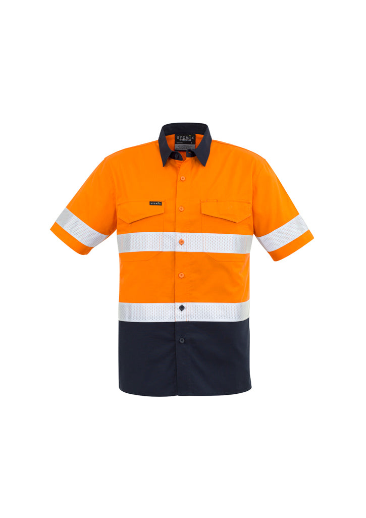 Syzmik Mens Rugged Cooling HI Vis Taped Short Sleeve Shirt-(ZW835)