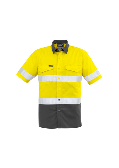 Syzmik Mens Rugged Cooling HI Vis Taped Short Sleeve Shirt-(ZW835)