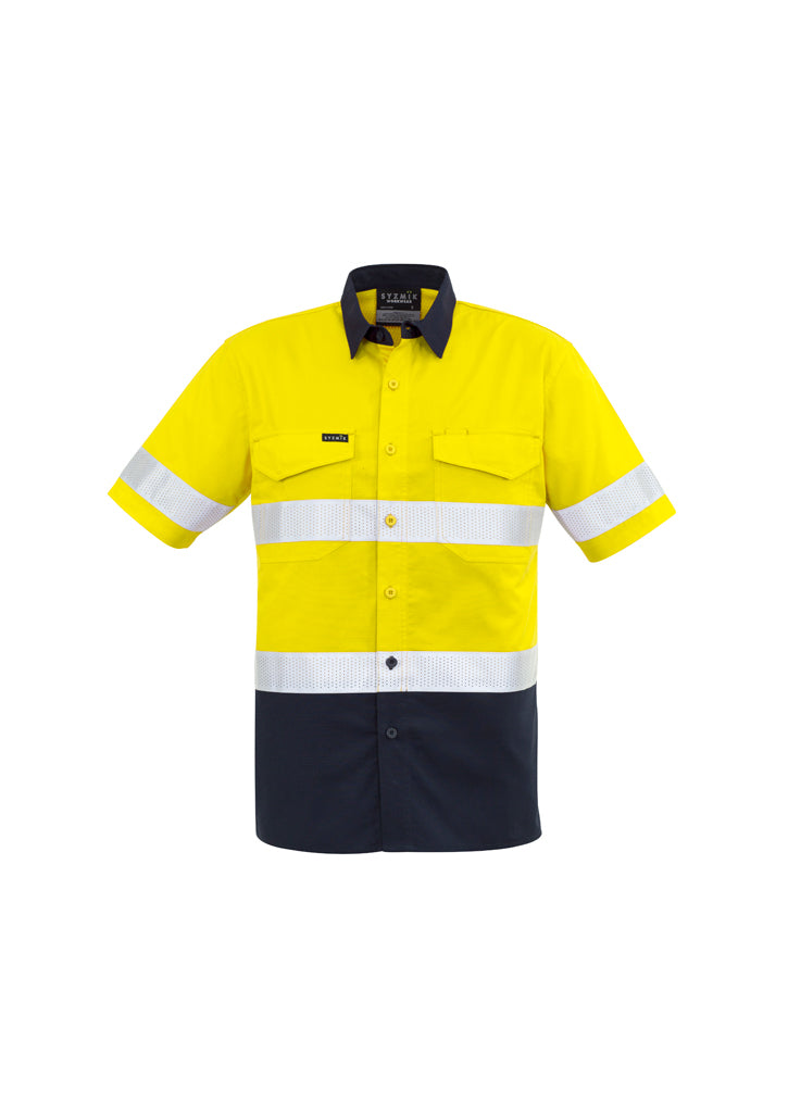 Syzmik Mens Rugged Cooling HI Vis Taped Short Sleeve Shirt-(ZW835)