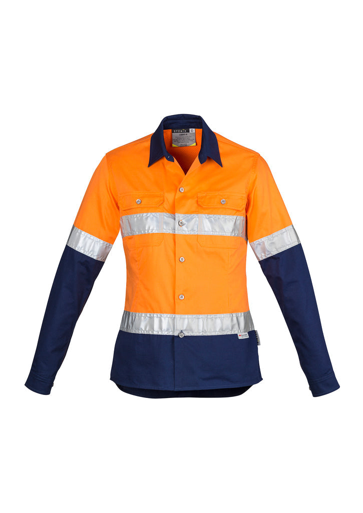 Syzmik Womens Hi Vis Spliced Industrial Shirt - Hoop Taped (ZWL123)