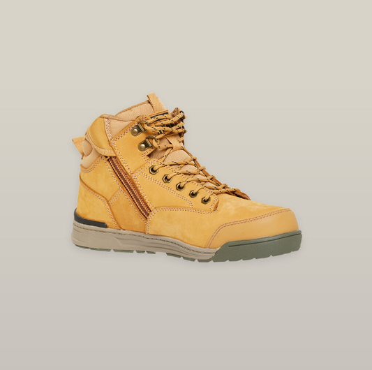 HARD YAKKA 3056 LACE ZIP SAFETY BOOT - WHEAT