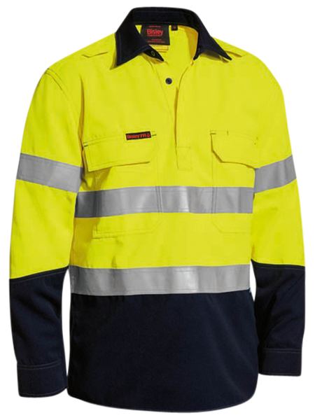 TenCate Tecasafe® Plus Taped Two Tone Hi Vis Closed Front Vented Shirt - Long Sleeve