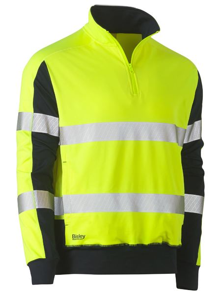 Taped Two Tone Hi Vis Contrast Stretchy 1/4 Zip Pullover