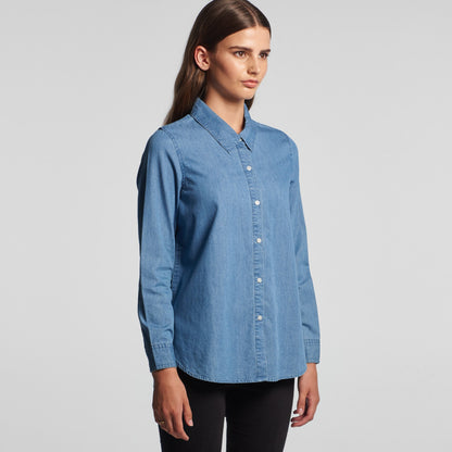 Wo's Blue Denim Shirt - 4042
