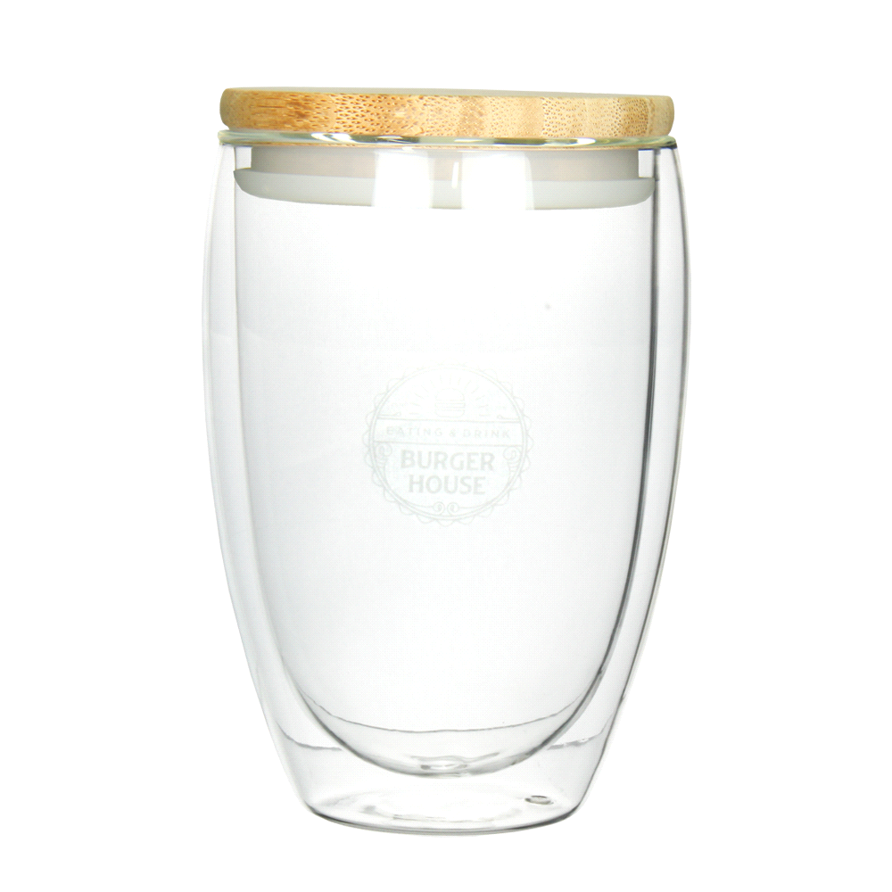 Easton Glass Cup with Bamboo lid 355ml