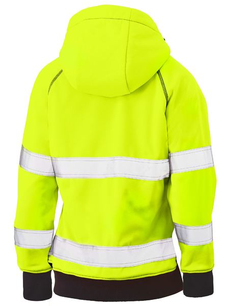 Women's Taped Hi Vis Fleece Zip Front Hoodie with Sherpa Lining