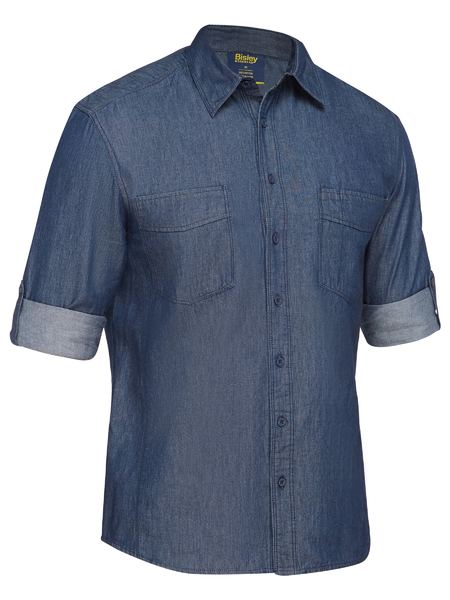 Mens Long Sleeve Denim Work Shirt