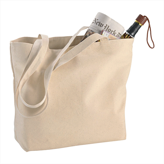 Zippered 10oz Cotton Canvas Shopper Tote