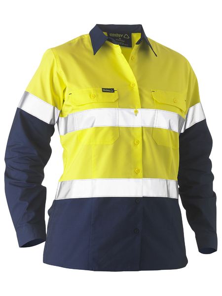 Bisley Recycle Women's Taped Two Tone Hi Vis Drill Shirt