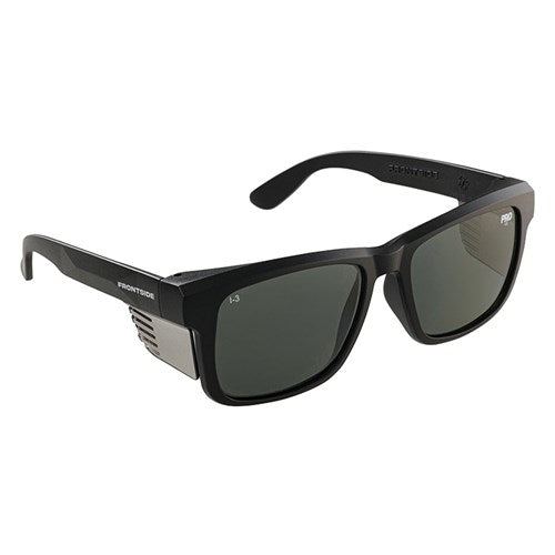 SAFETY GLASSES FRONTSIDE POLARISED SMOKE LENS WITH BLACK FRAME