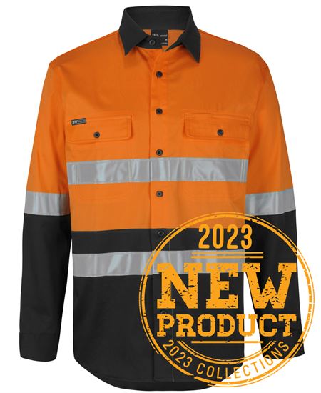 JB's Hi Vis (D+N) L/S Stretch Work Shirt with Tape