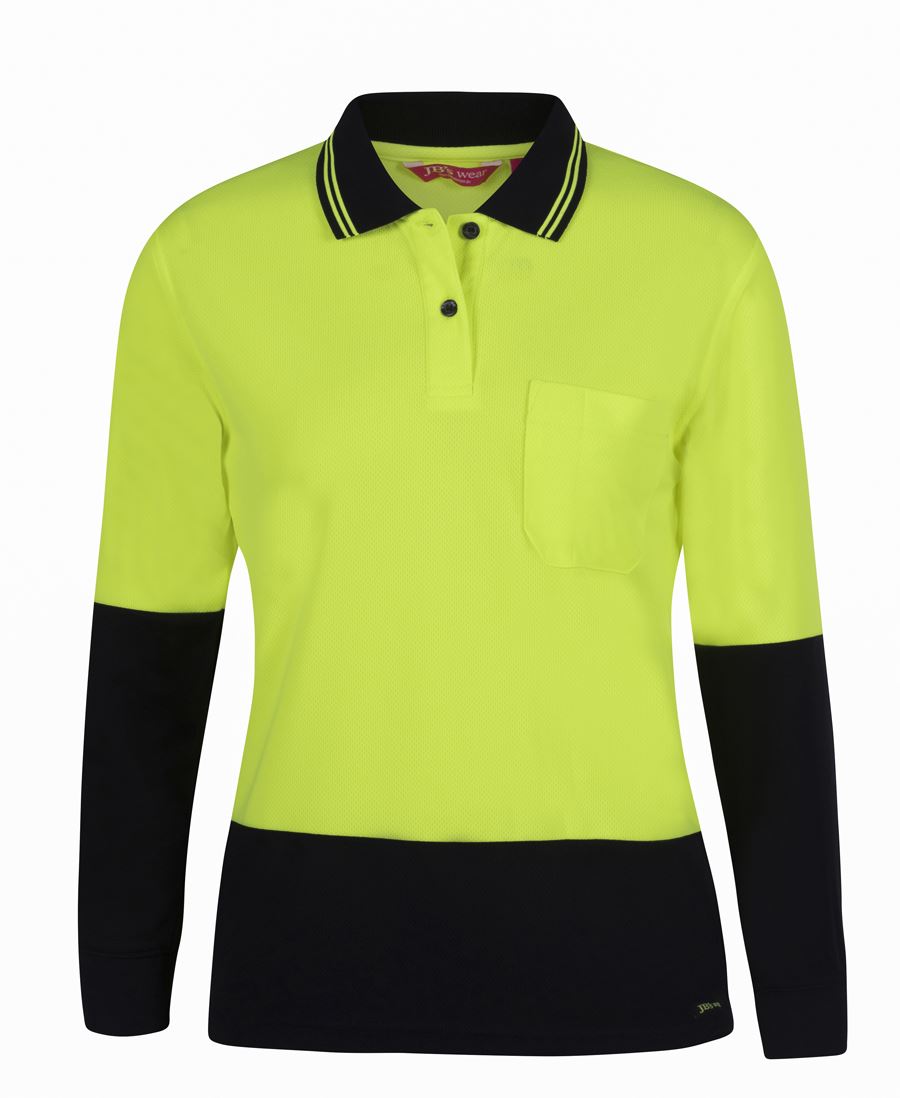 JB's Ladies Hi Vis L/S Comfort Polo