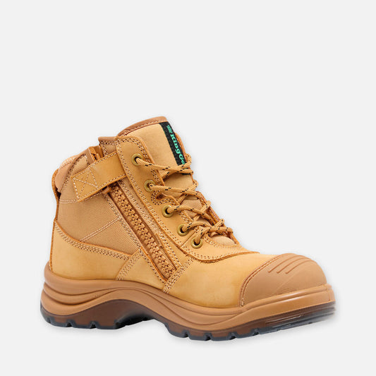 TRADIE WOMEN'S ZIP/LACE STEEL CAP WORK BOOTS 5" - WHEAT