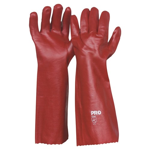 45CM RED PVC GLOVES LARGE 2 PACK