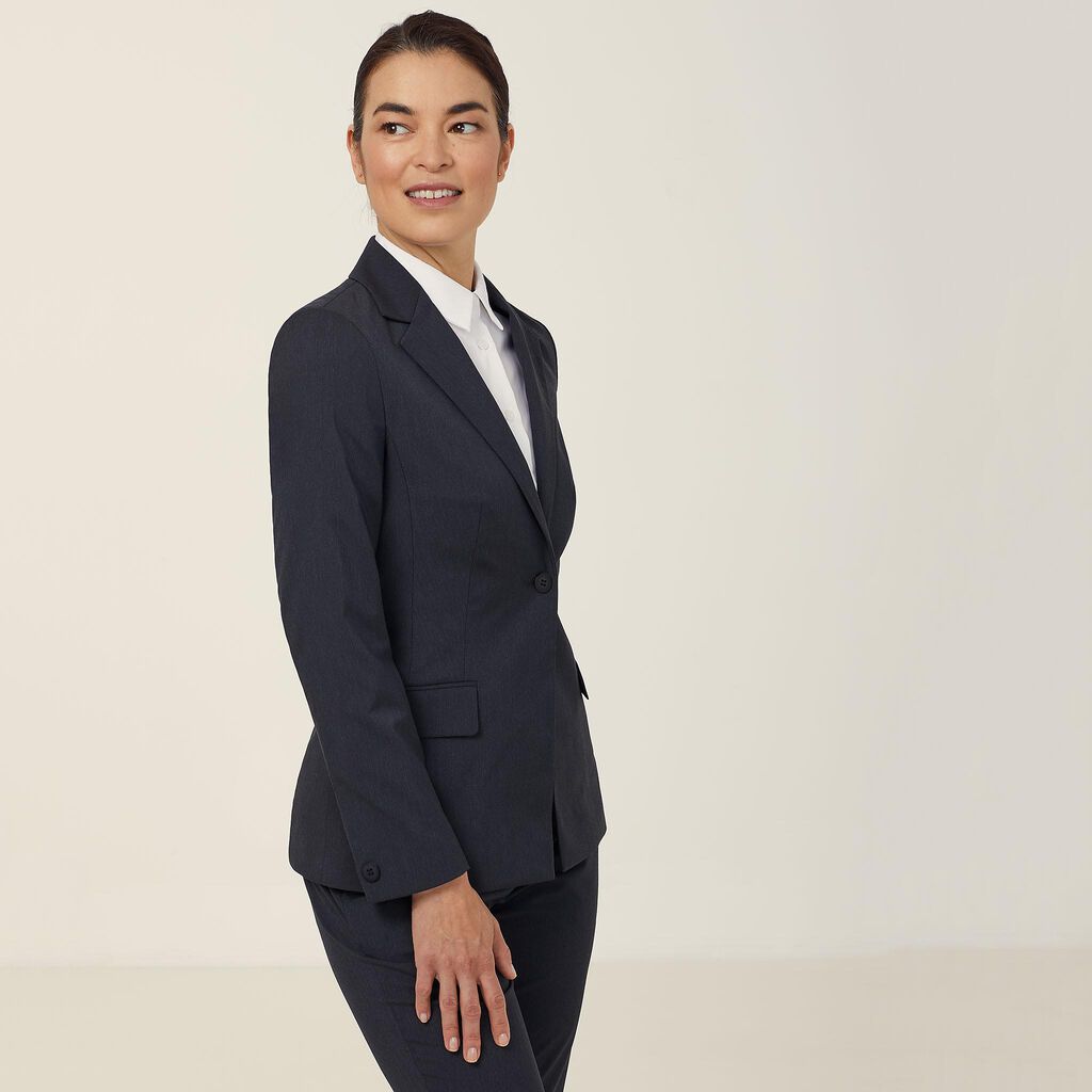 Poly Viscose Stretch 1 Button Mid-Length Jacket