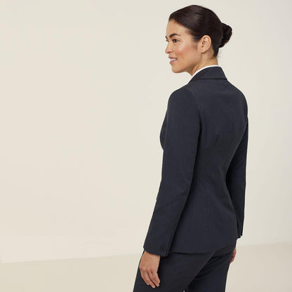 Poly Viscose Stretch 1 Button Mid-Length Jacket