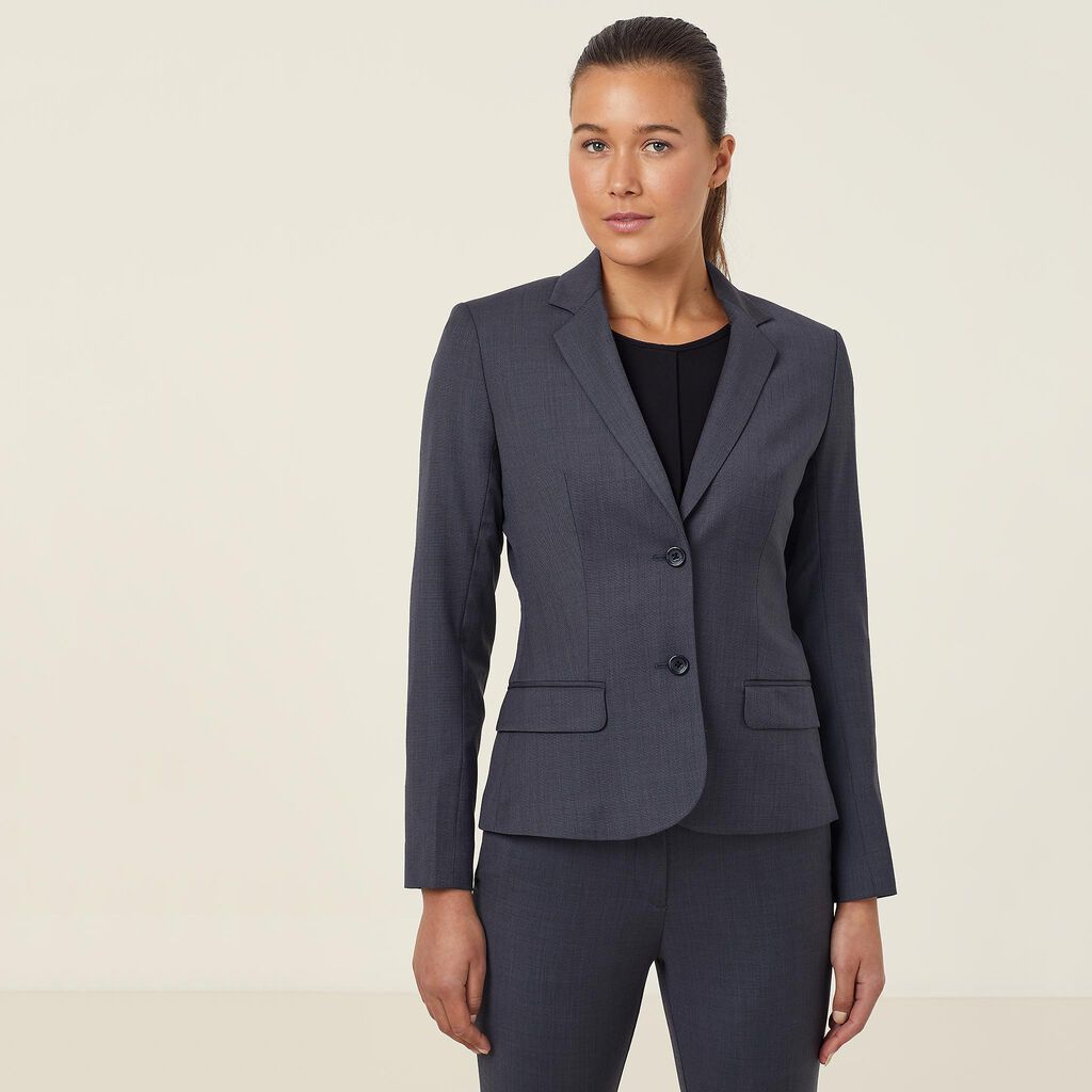 Sharkskin 2 Button Mid-Length Detail Jacket