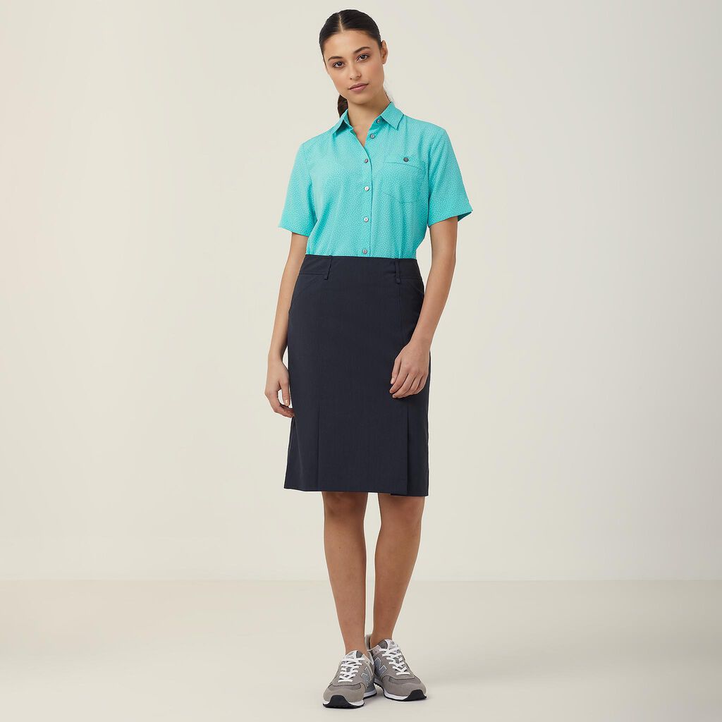 Poly Viscose Stretch Pleat Straight Skirt