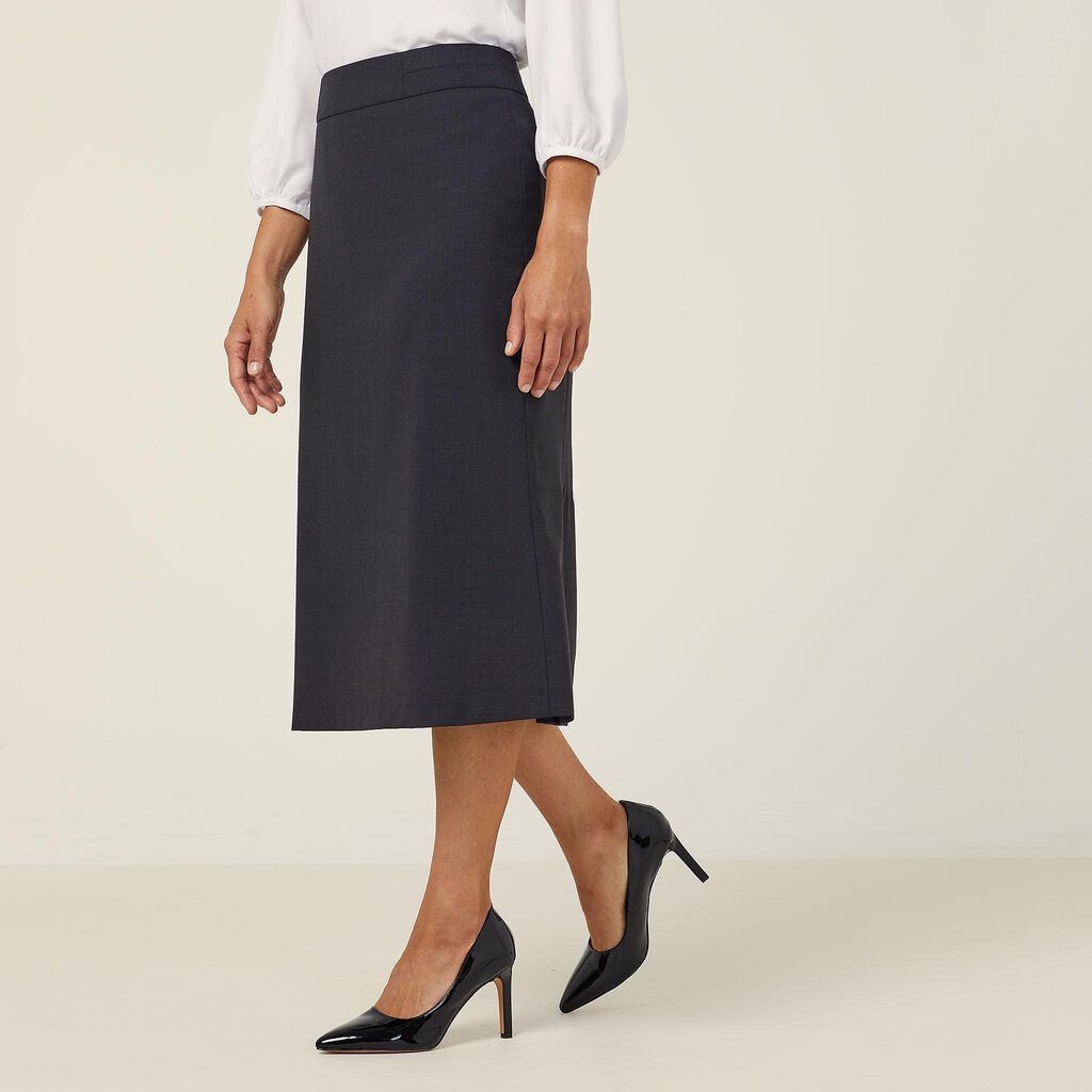 Stretch Wool Blend Long Line Skirt