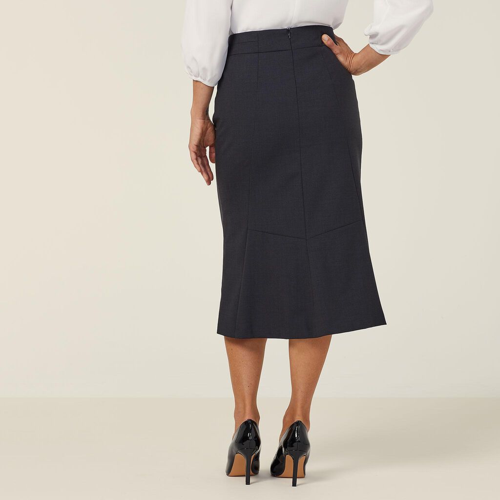 Stretch Wool Blend Long Line Skirt