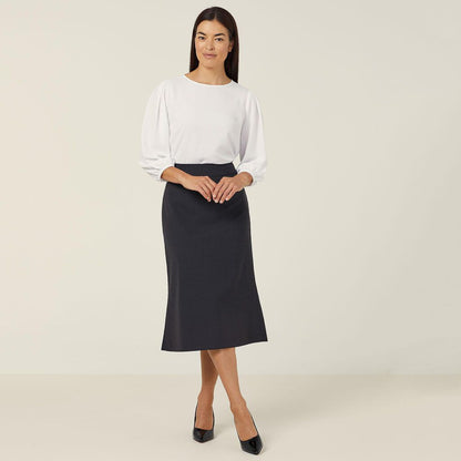 Stretch Wool Blend Long Line Skirt