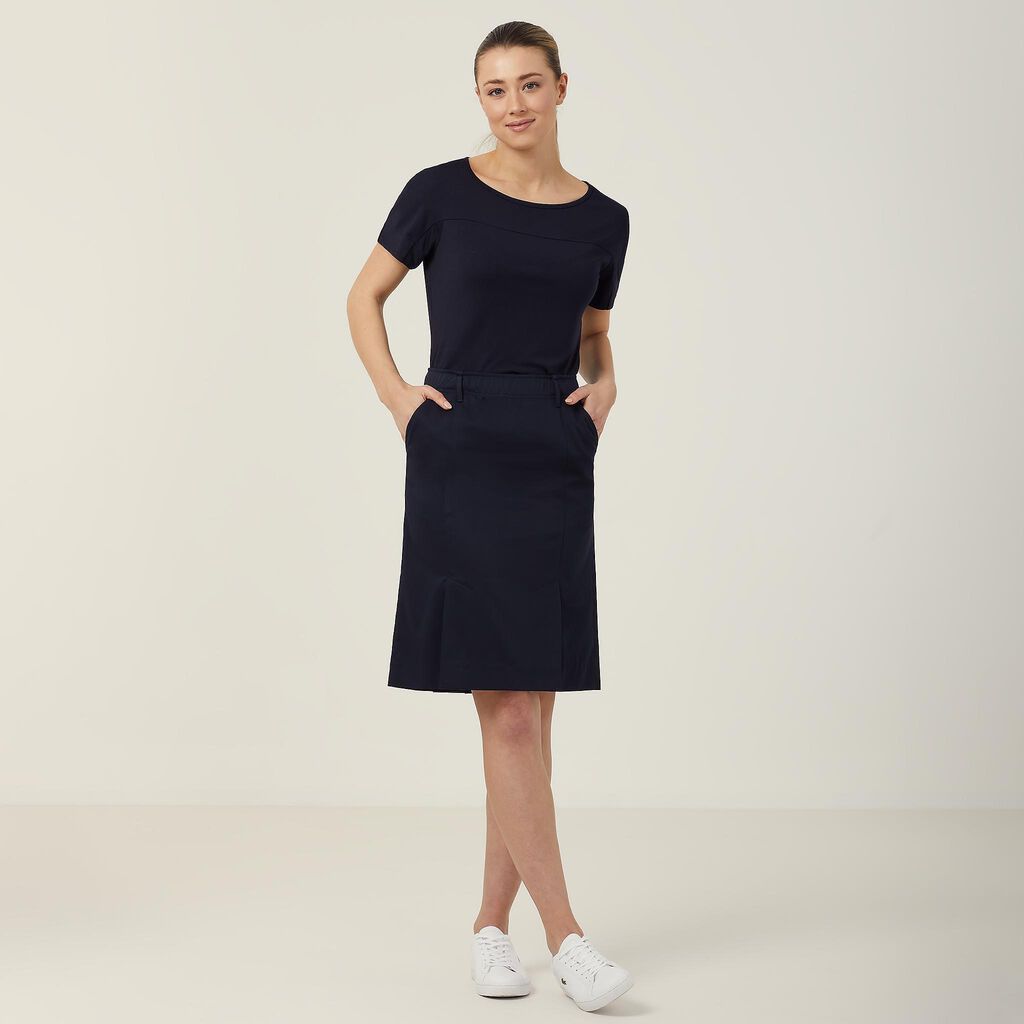 Poly Viscose Gaberdine Flex Waist Pleat Skirt