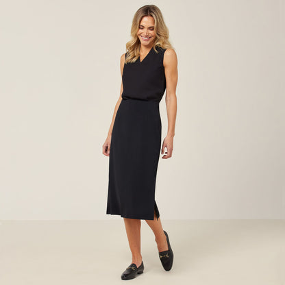 Crepe Stretch Midi Length A-line Skirt