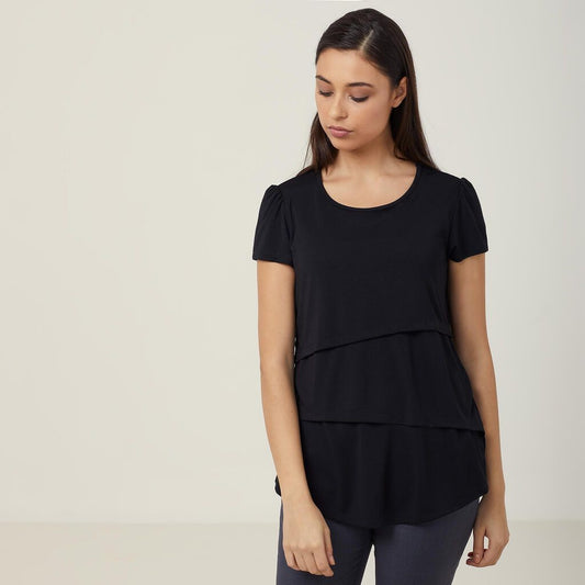 Matt Jersey Short Sleeve Layered Top