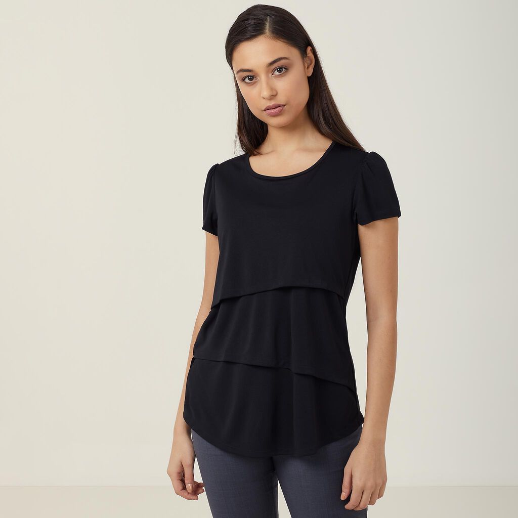 Matt Jersey Short Sleeve Layered Top