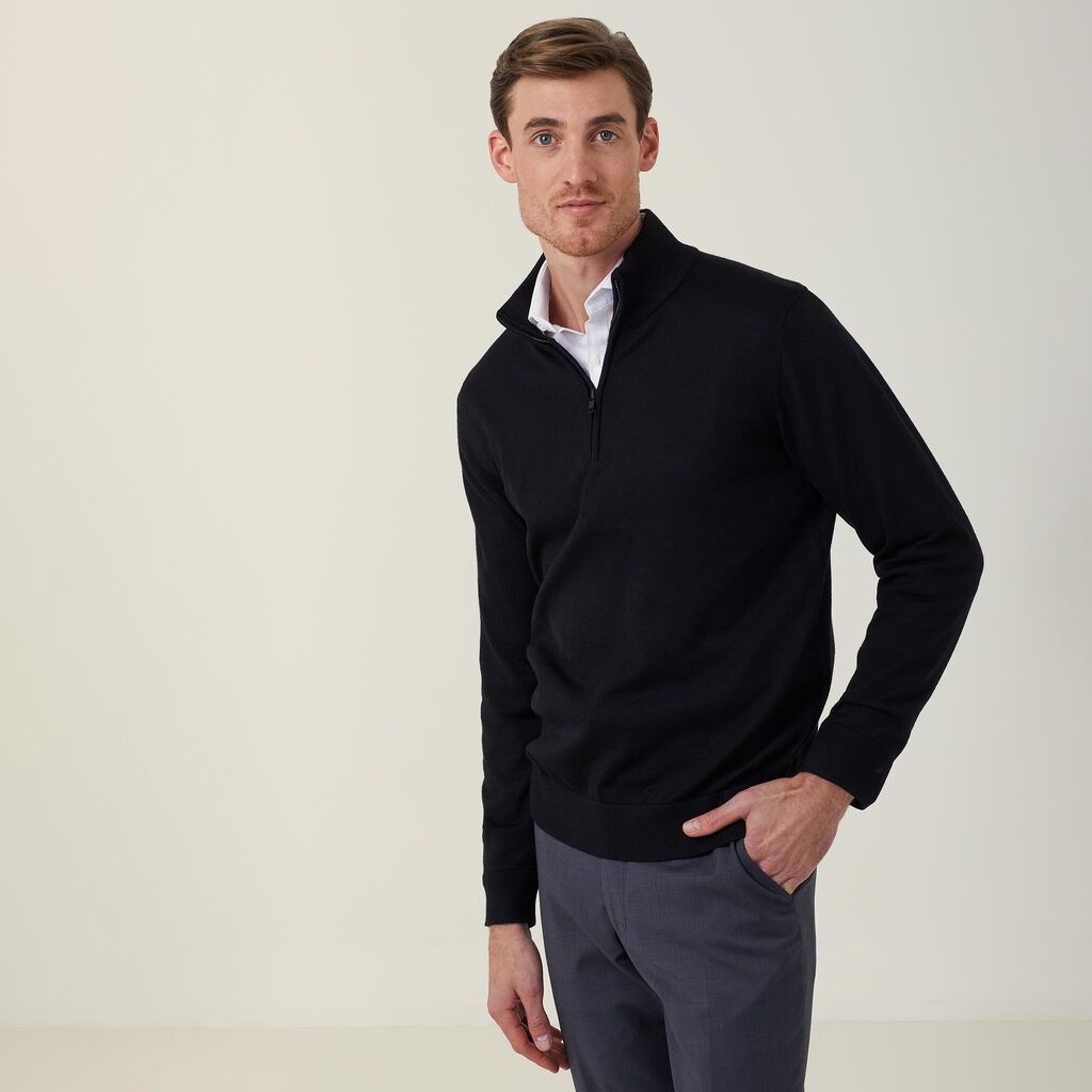 TREVIRA WOOL BLEND LONG SLEEVE ZIP NECK JUMPER