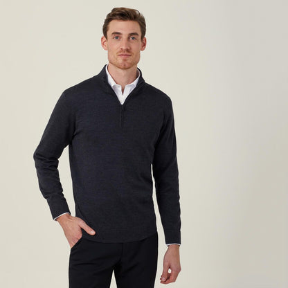 TREVIRA WOOL BLEND LONG SLEEVE ZIP NECK JUMPER