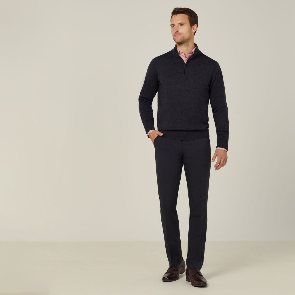 Trevira® Wool Blend Long Sleeve Zip Neck Jumper