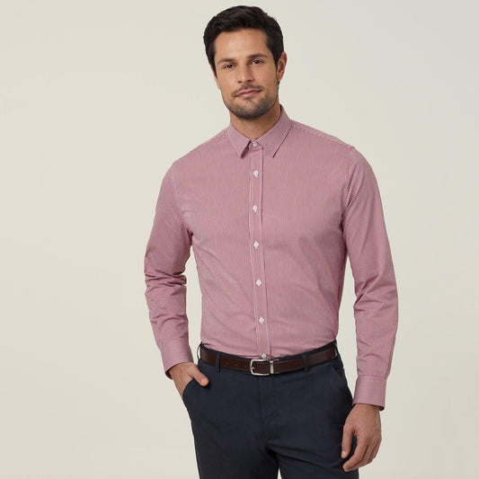 Avignon Gingham Check Stretch Long Sleeve Slim Shirt