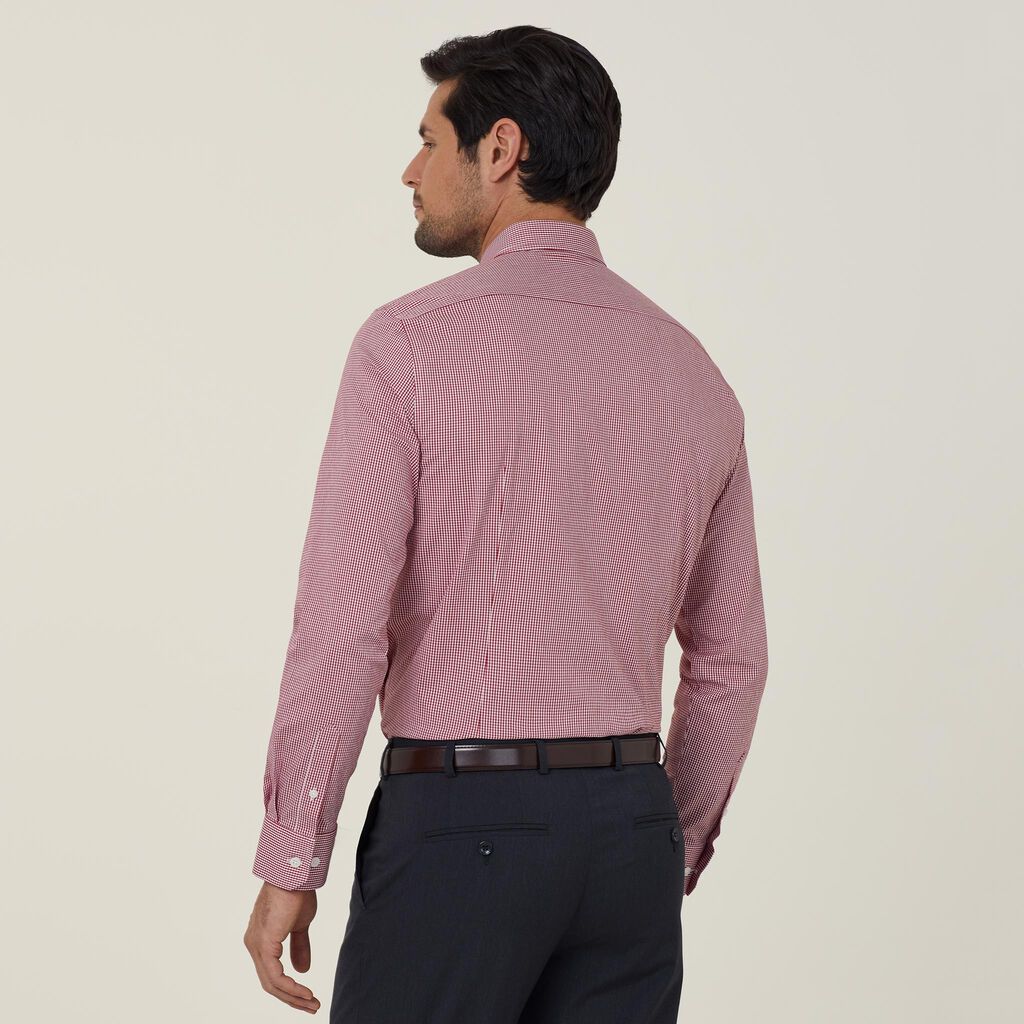 Avignon Gingham Check Stretch Long Sleeve Slim Shirt