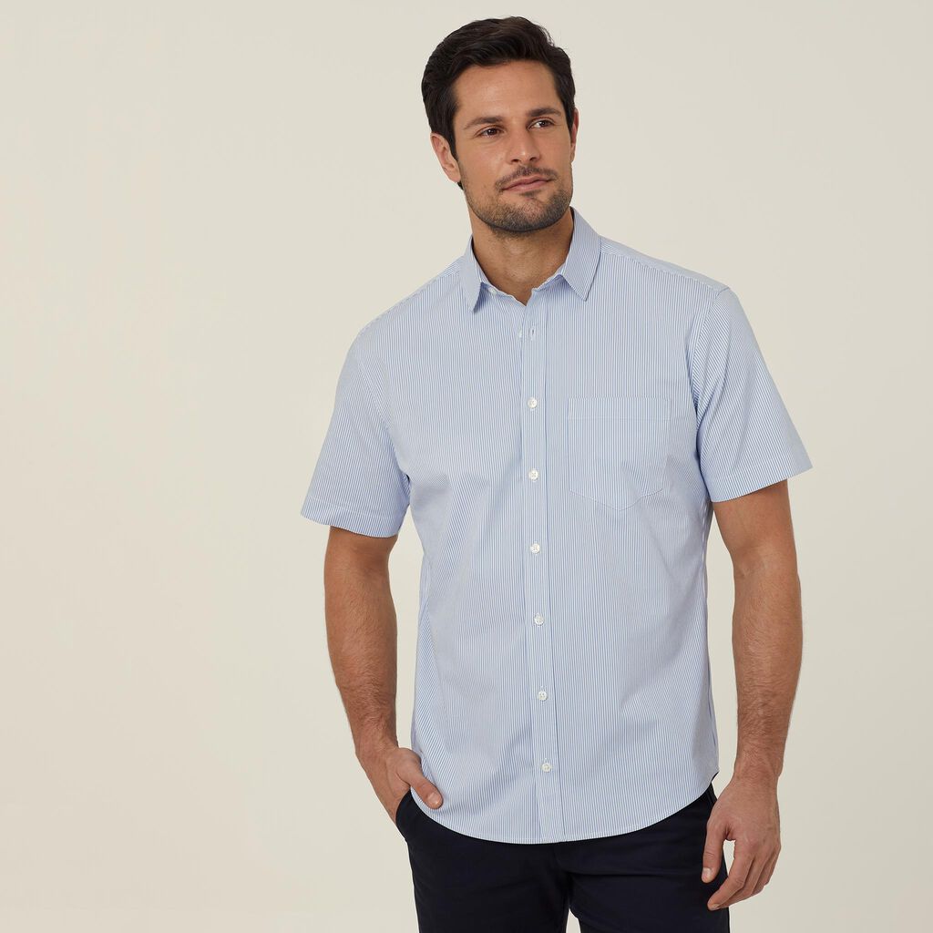 Avignon Fine Block Stripe Stretch Short Sleeve Shirt