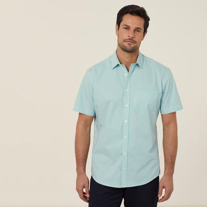 Avignon Fine Block Stripe Stretch Short Sleeve Shirt