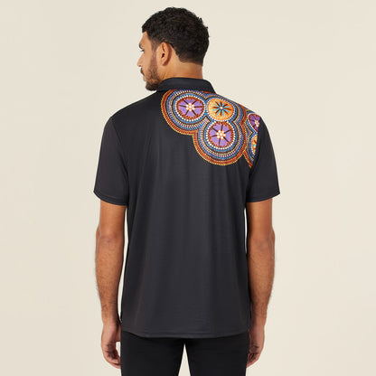 Polyester Knit Bush Tucker Indigenous Print Polo