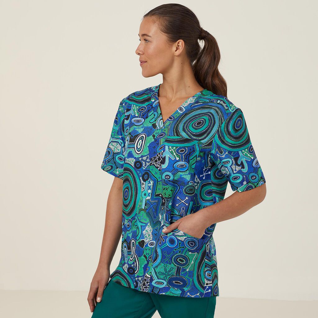 Warlu Indigenous Scrub V-Neck Top