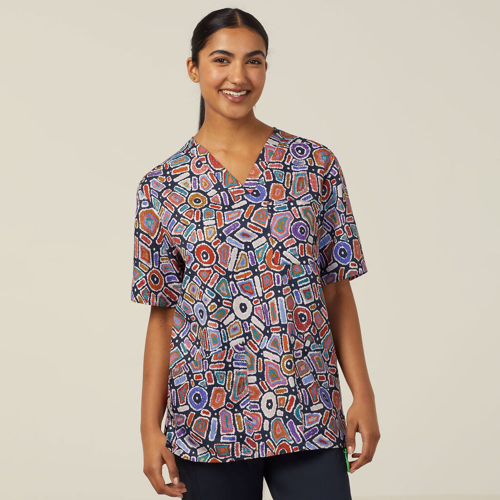 Water Dreaming Indigenous Scrub Top