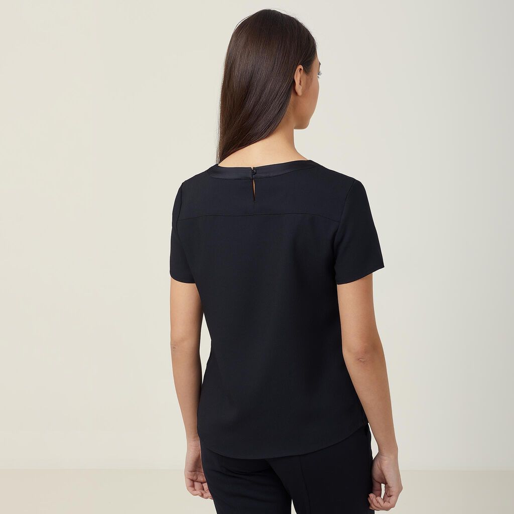 Satin Back Crepe Short Sleeve Shell Top