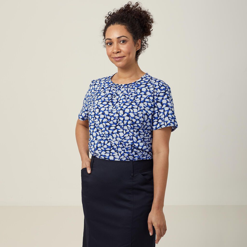 Antibacterial Petal Print Short Sleeve Top