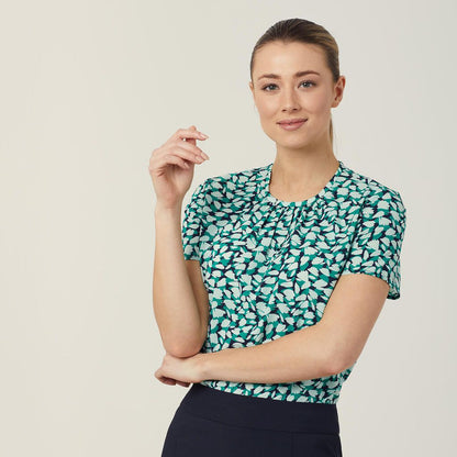 Antibacterial Petal Print Short Sleeve Top