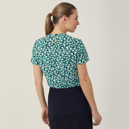 Antibacterial Petal Print Short Sleeve Top