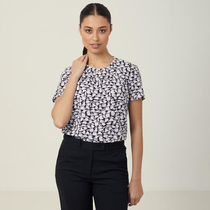 Antibacterial Petal Print Short Sleeve Top