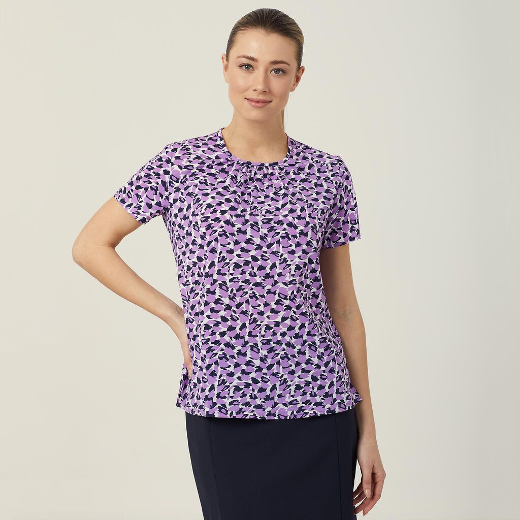 Antibacterial Petal Print Short Sleeve Top